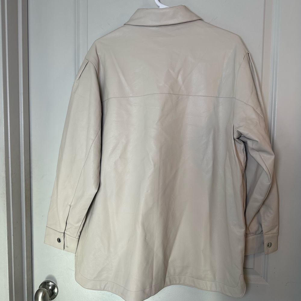 NEW ASOS Urban Bliss Vegan Leather Cream Oversized Button Up Shacket, Size 8 - Picture 6 of 12